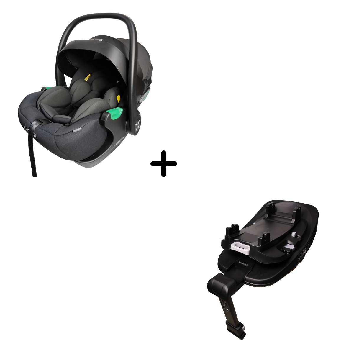 Автолюлька Agex i-Safe (0-13 кг), Black + База Agex Isofix Base 360°