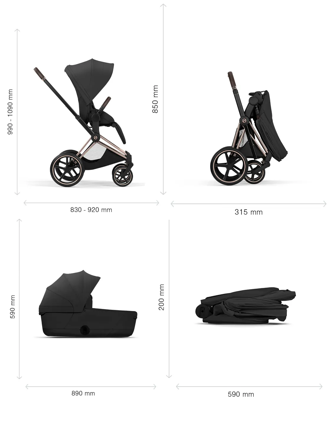 Коляска Cybex Priam 5 Style шасси matt black 2в1 №17