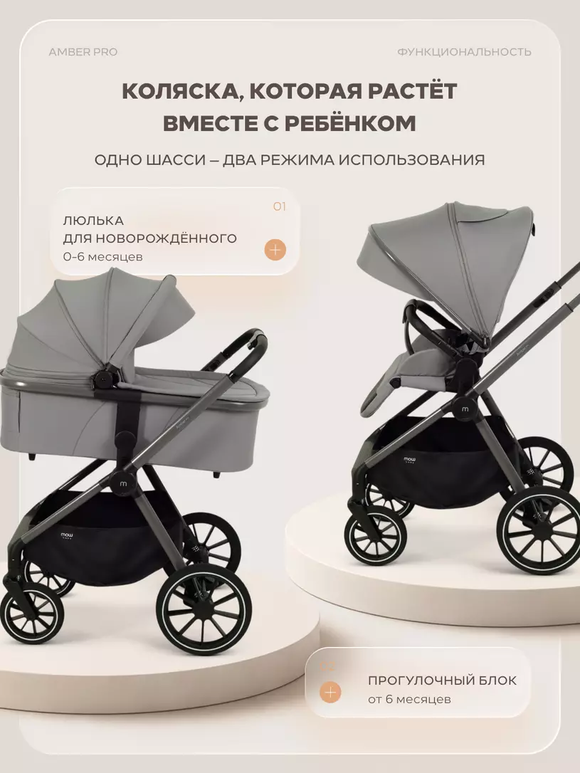 Коляска MowBaby Amber Pro 2в1 №6