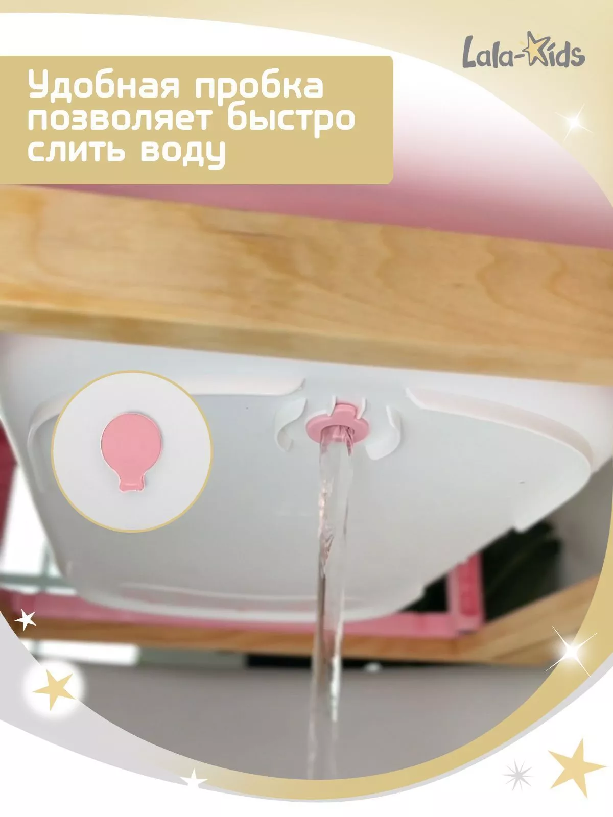 Ванночка для купания новорожденных складная с термометром(розовая) №8