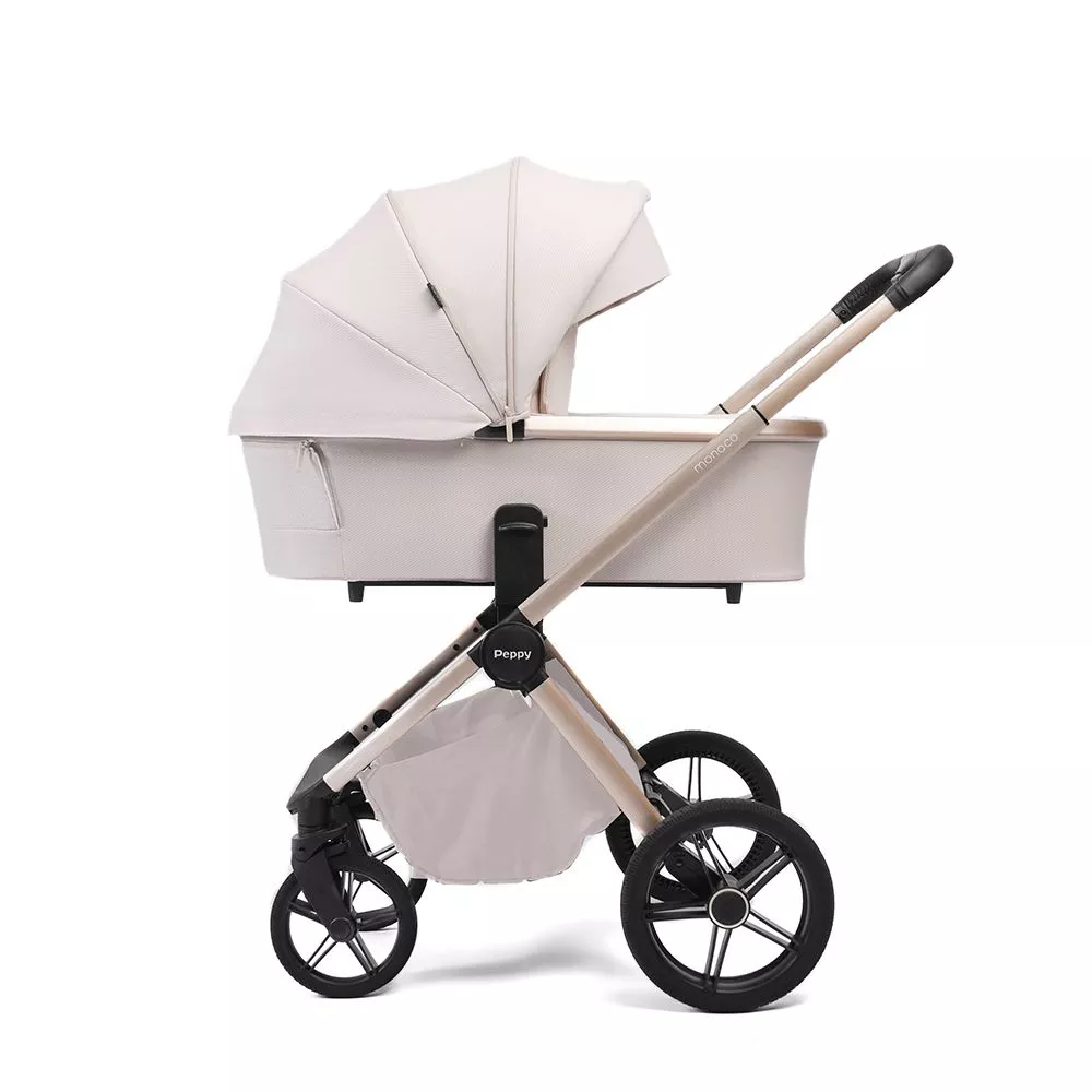 Коляска детская Peppy Monaco Plus 2в1 Beige,рама беж, шлифованный алюминий №3