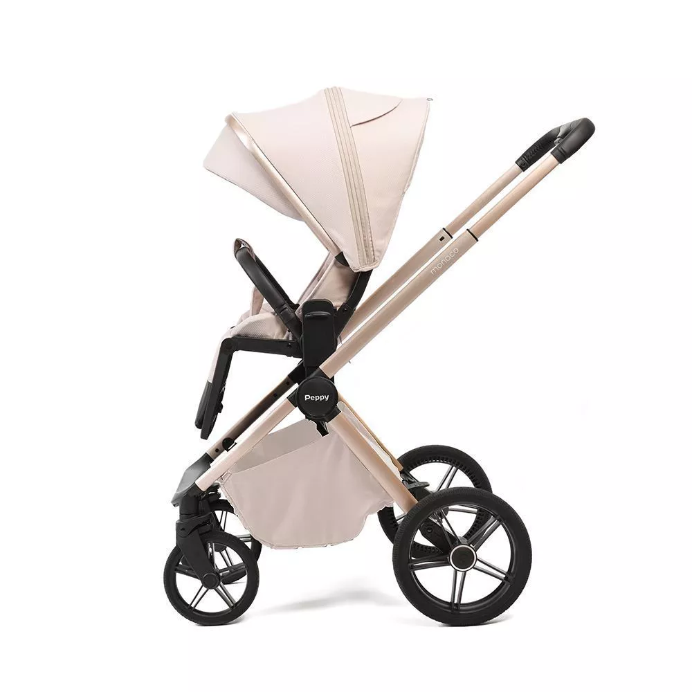 Коляска детская Peppy Monaco Plus 2в1 Beige,рама беж, шлифованный алюминий №6