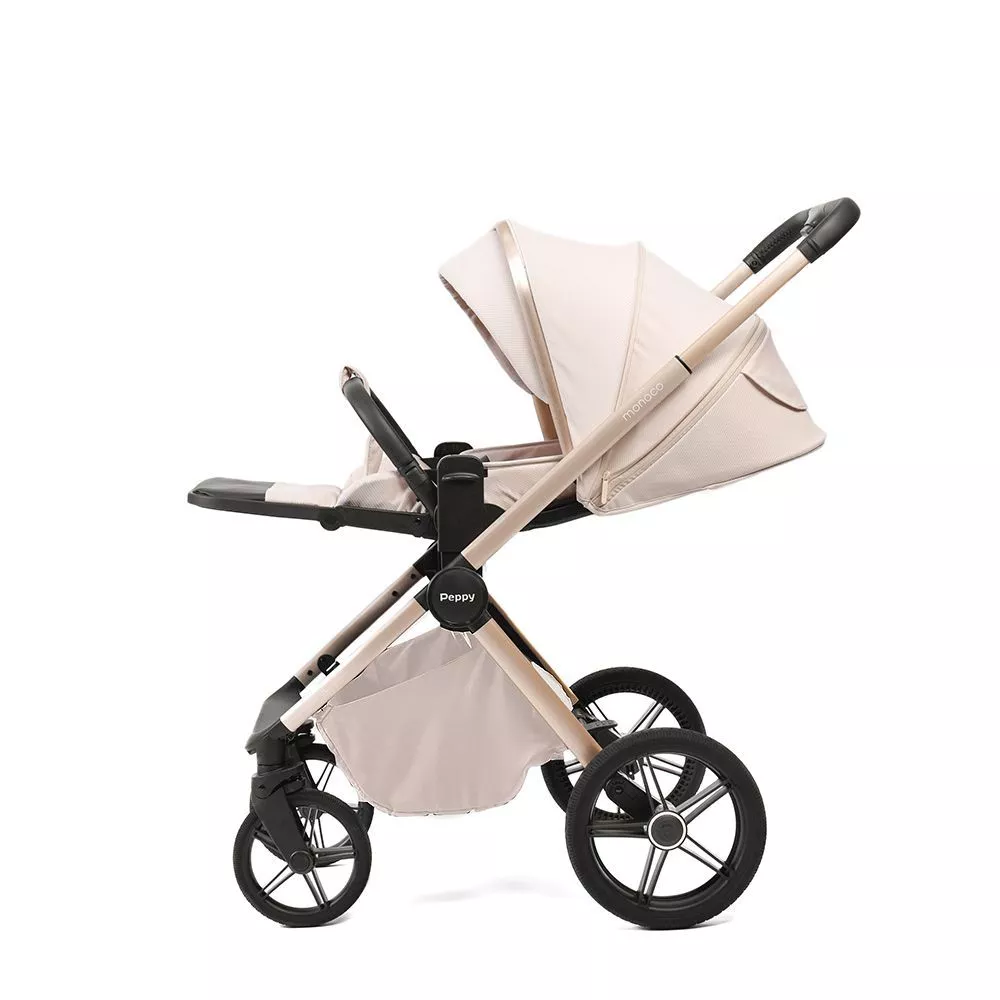 Коляска детская Peppy Monaco Plus 2в1 Beige,рама беж, шлифованный алюминий №5