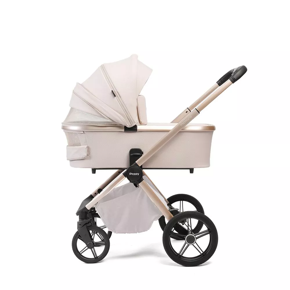 Коляска детская Peppy Monaco Plus 2в1 Beige,рама беж, шлифованный алюминий №4